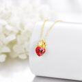 wholesale 14K Yellow Gold Crown Necklace with Red Heart-Cut Moissanite Stones, Hypoallergenic, 16 Chain + 2 Extender, Gift Ready-0-4