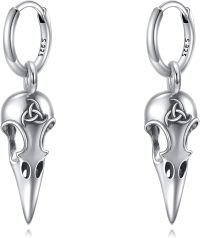 wholesale 925 Sterling Silver Raven Skull Celtic Knot Drop Dangle Earrings Norse Viking s for Women Men-Crow Skull