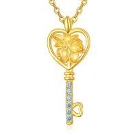 wholesale 925 Sterling Silver Heart Rose Key Pendant Necklace-12-Dec-Poinsettia