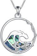 wholesale 925 Sterling Silver Abalone Shell Wave and Bamboo Anchor Pendant Necklace Ocean s for Women-0-0