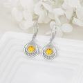 wholesale 925 Sterling Silver Triquetra Celtic Knot Baltic Amber Leverback Drop Earrings-0-1