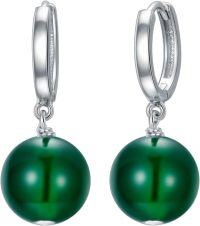 wholesale 925 Sterling Silver Agate Beaded Dangle Earrings for Women-Green