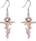 wholesale 925 Sterling Silver Rose Flower Cross Evil Eye Dangle Drop Earrings for Women-0-0