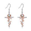 wholesale 925 Sterling Silver Rose Cross Earrings With Moonstone-0-0