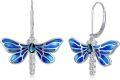 wholesale 925 Sterling Silver Blue Enamel Dragonfly Leverback Drop Dangle Earrings for Women-0-10
