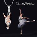 wholesale 925 Sterling Silver Rose Gold Plated Ballet Dancer Treble Clef Music Note Pendant Necklace-0-1