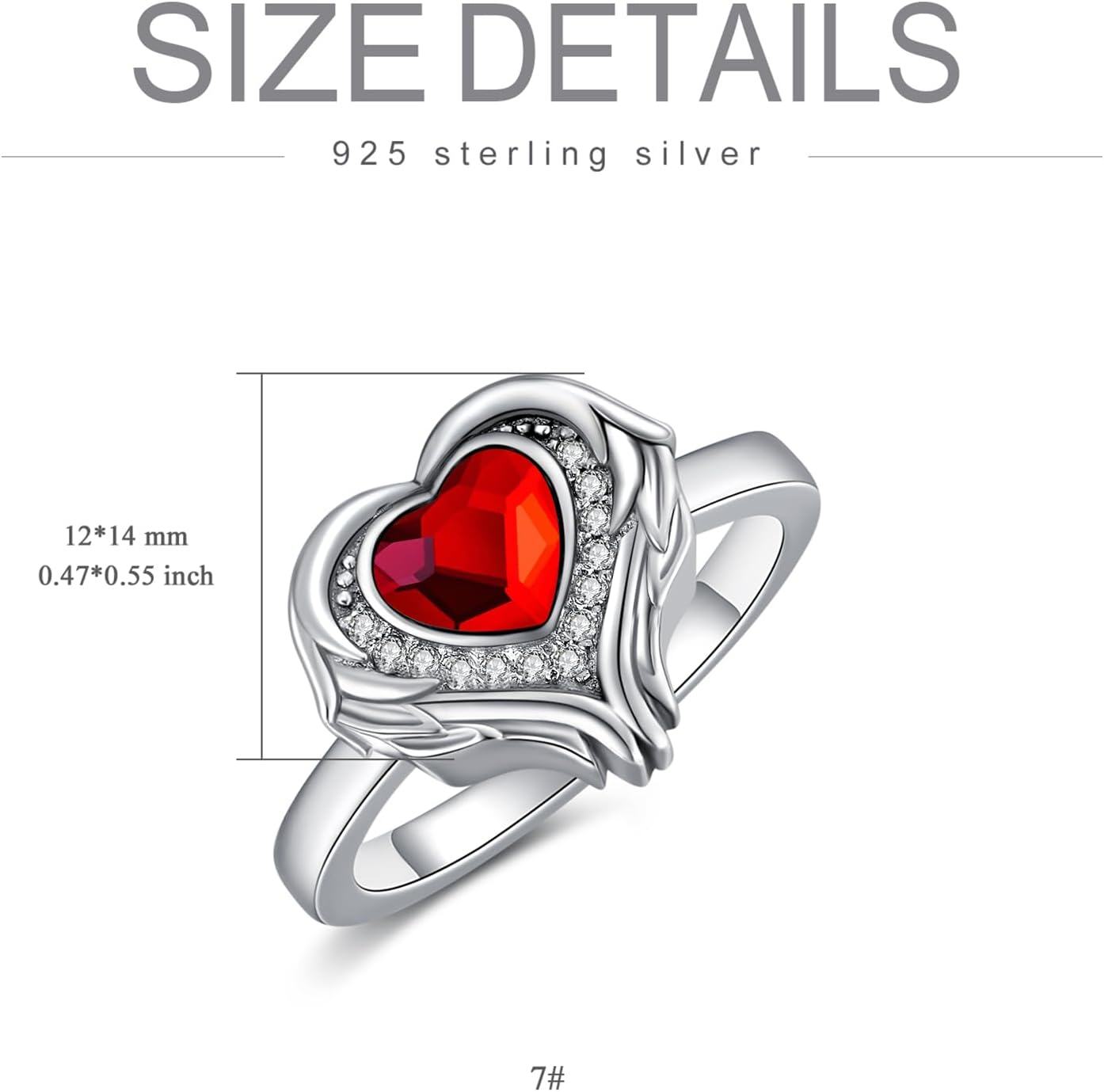Sterling Silver Austrian Crystal Angel Wings Heart Cremation Ring for Ashes-0-3