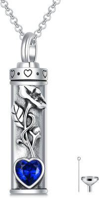 wholesale 925 Sterling Silver Birthstone Floral Bar Urn Necklace for Ashes  Char-09-September-Morning Glory