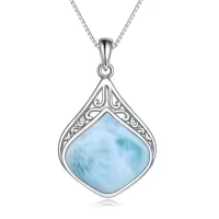 wholesale 925 Sterling Silver Moonstone Lapis Larimar Moss Agate Teardrop Filigree Pendant-Larimar teardrop necklace