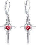 wholesale 925 Sterling Silver Birthstone Cross Dangle Earrings for Women-0-0