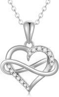 wholesale 14K Gold Double Heart Infinity Necklace with Cubic Zirconia Pendants for Women - Elegant Love Charm s-0-0