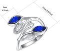 wholesale Sterling Silver Leaf Ring with Birthstone Adjustable Wrap Promise Engagement Wedding Rings for Women-0-42