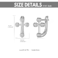 wholesale 10K White Gold Diamond Cross Studs & Huggies Set for Women - Religious-0-3