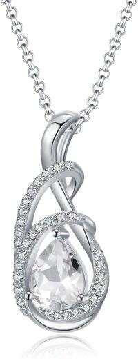 wholesale Sterling Silver Infinity Necklace with Birthstone Anniversary Wedding Jewelry Gift for Women-CZ CZ Diamond