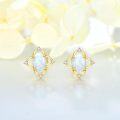 wholesale 14K Yellow Gold Opal Earrings Flower Triangle Star Vintage Studs for Women -0-2