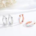 wholesale 925 Sterling Silver Square Opal Huggie Hoop Earrings for Women - 3 Colors (Blue/Pink/White)-0-2