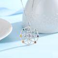 wholesale 925 Sterling Silver Multi-Color Stone 7 Chakras Flower Of Life Mandala Pendant Necklace-0-1