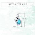 wholesale 925 Sterling Silver Turquoise Owl Pendant Necklace for Women Girls-0-2