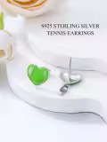 wholesale 925 Sterling Silver Green Heart-Shaped Enamel Sport Stud Earrings Wholesale - Tennis Gift for Women-0-2