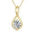 wholesale 14K Gold Round Cut Moissanite Pendant Necklace with Chain - Christmas Gifts for Women-0-0