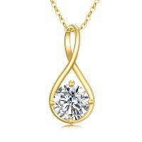 wholesale 14K Gold Round Cut Moissanite Pendant Necklace with Chain - Christmas Gifts for Women-Infinity Moissanite-A