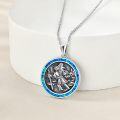 wholesale 925 Sterling Silver Saint Christopher Protect Us Round Pendant Necklace for Men & Women-0-1