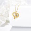 wholesale 10K Gold Crystal Flower Heart Pendant Necklace for Women-0-2