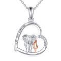 wholesale 925 Sterling Silver Elephant Girl Heart Pendant Necklace With Cubic Zirconia And Rose Gold-0-0