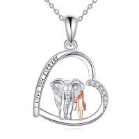 wholesale 925 Sterling Silver Elephant Pendant Necklace For Women Mom-Elephant