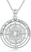wholesale TOUPOP Compass Necklace For Women Men 925 Sterling Silver Compass Pendant Necklace Birthday Anniversary Compass Jewelry For Her Girlfriend Mom Sister Valentines Day I'd Be Lost Without You -0-0
