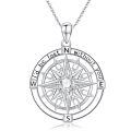 TOUPOP Sterling Silver Compass Pendant Necklace For Women Men Birthday Anniversary Gift-0-0