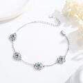 wholesale 925 Sterling Silver Green Crystal Flower Adjustable Chain Bracelet for Women-0-1