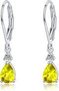 wholesale 925 Sterling Silver Yellow Crystal Teardrop Dangle Earrings-0-0