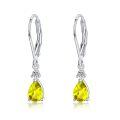 wholesale 925 Sterling Silver Yellow Crystal Teardrop Dangle Earrings-0-0