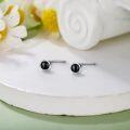 wholesale 925 Sterling Silver 3mm Black Onyx L-Shaped Nose Studs for Women - 2pcs Nose Ring Piercing Jewelry-0-1