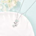 wholesale 925 Sterling Silver Opal Triple Hearts Pendant Necklace for Women Romantic -0-1