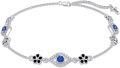 wholesale 925 Sterling Silver Evil Eye Anklet with Blue Stones and Black Flowers for Women-0-0