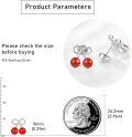 wholesale 925 Sterling Silver Red Cherry Fruit Stud Earrings 3mm Diameter-0-4