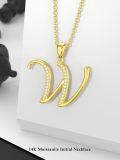 wholesale 14k Gold Initial X Script Letter Pendant Necklace With Moissanite For Women-0-3