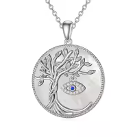 TOUPOP Sterling Silver & Turquoise Tree Of Life Necklace-undefined