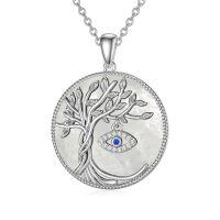 TOUPOP Sterling Silver & Turquoise Tree Of Life Necklace-undefined