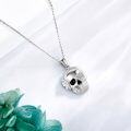 wholesale 925 Sterling Silver Skull Pendant Necklace with Flowers and Black Eyes - Gothic Jewelry for Men & Women-0-2