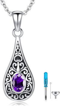 wholesale Sterling Silver Teardrop Urn Necklace for Ashes Men Women-04-02-Teardrop-February-04-02-Teardrop-February-04-02-Teardrop-February+Text-04-02-Teardrop-February+Text