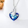 wholesale 925 Sterling Silver Hummingbird Blue Austrian Crystal Heart Cremation Jewelry with Funnel and Tools-0-2