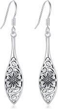 wholesale 925 Sterling Silver Abalone Shell Floral Filigree Drop Dangle Earrings for Women Gifts-0-0