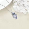 wholesale 925 Sterling Silver Purple Moonstone Filigree Owl Pendant Necklace for Women-0-3