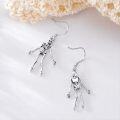 wholesale 925 Sterling Silver Black Skull Skeleton Dangle Earrings for Women Gothic  4cm Long-0-1