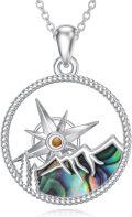 wholesale 925 Sterling Silver Compass Abalone Shell Pendant Necklace with Triangle and Circle Design-0-0