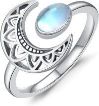 wholesale 925 Sterling Silver Cute Animals Ring Adjustable Boho Jewelry Gift-Moon