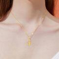 wholesale Gold Anchor Pendant with Cubic Zirconia and Religious Figure - 925 Sterling Silver Chain Necklace for Women's Christian Gifts-0-2